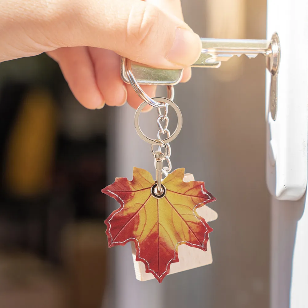 2Pcs Unique Bird Keychain with Intricate Leaf Patterns PU Key Cover Access Card Protector Handbag Purse Backpack