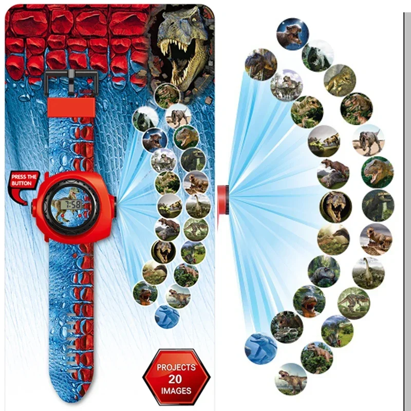 Dinosaur Projector Watch for Kids - 24 Image Fun Flashlight Luminous Toys Educational School Gift Children Electronic Watches
