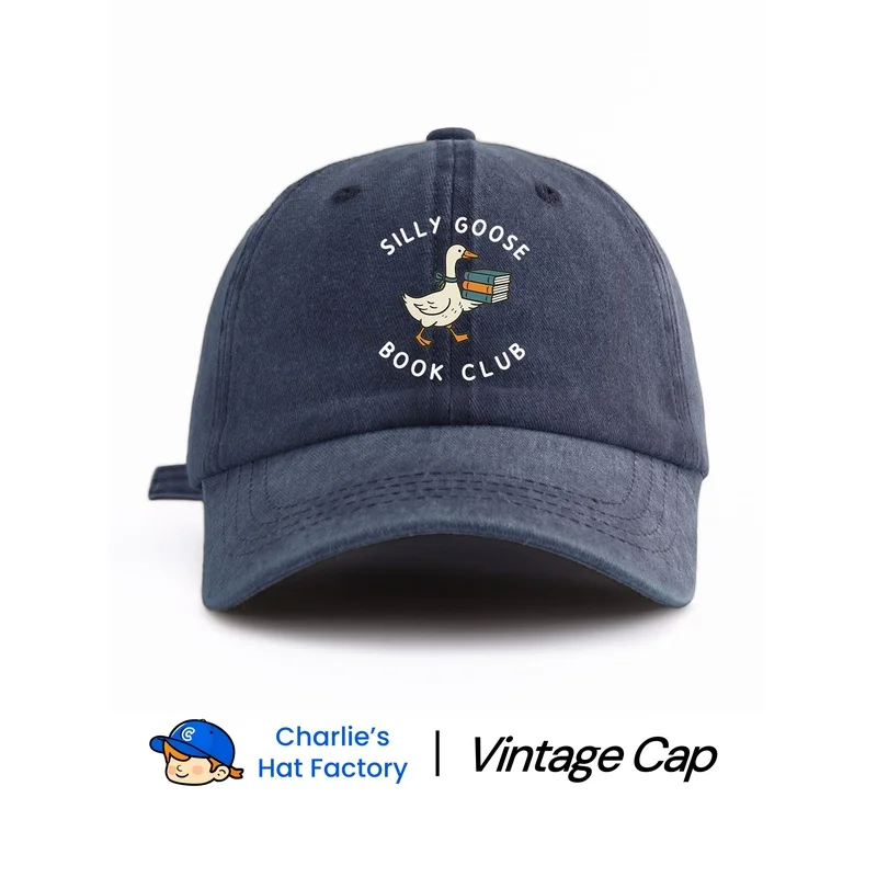 1 pc book club Print Washed Baseball Cap, Classic Casual Stylish Vintage Soft Sweatband Adjustable Size Lightweight