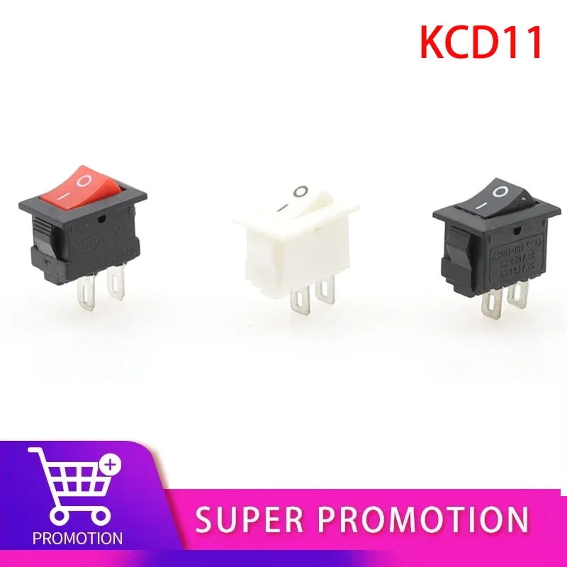 15Pcs Push Button Switch 10x15mm SPST 2Pin 3A 250V KCD11 Snap-in on/Off Rocker Switch 10MM*15MM Black Red and White