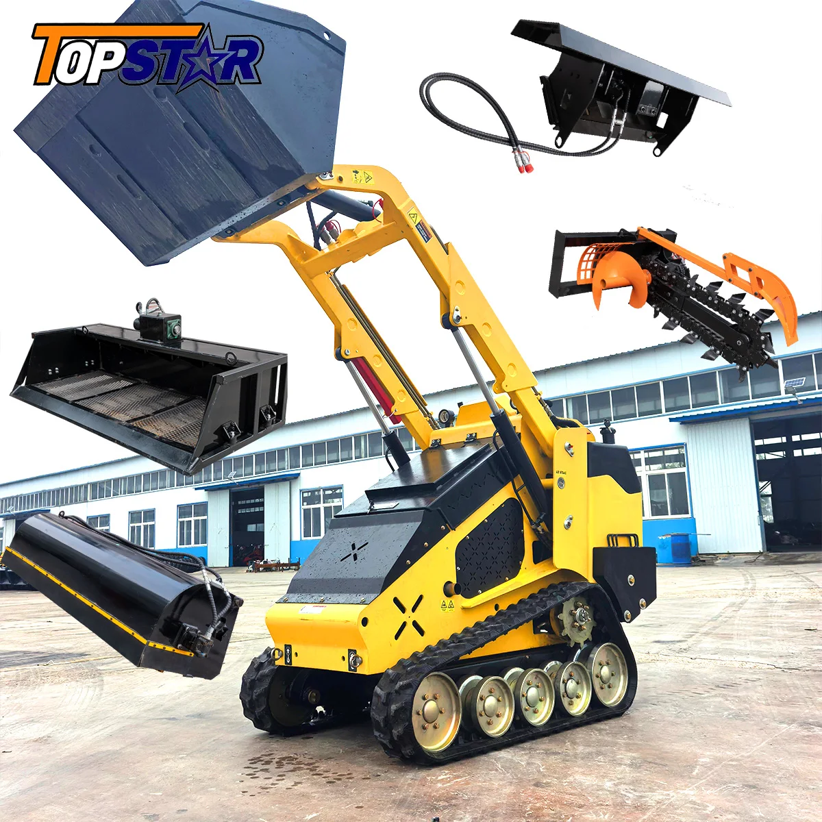 

Customized Made In China Factory Crawler Skid Steer Loader Track Loaders Wheel Loaders T1000 Mini Dumper