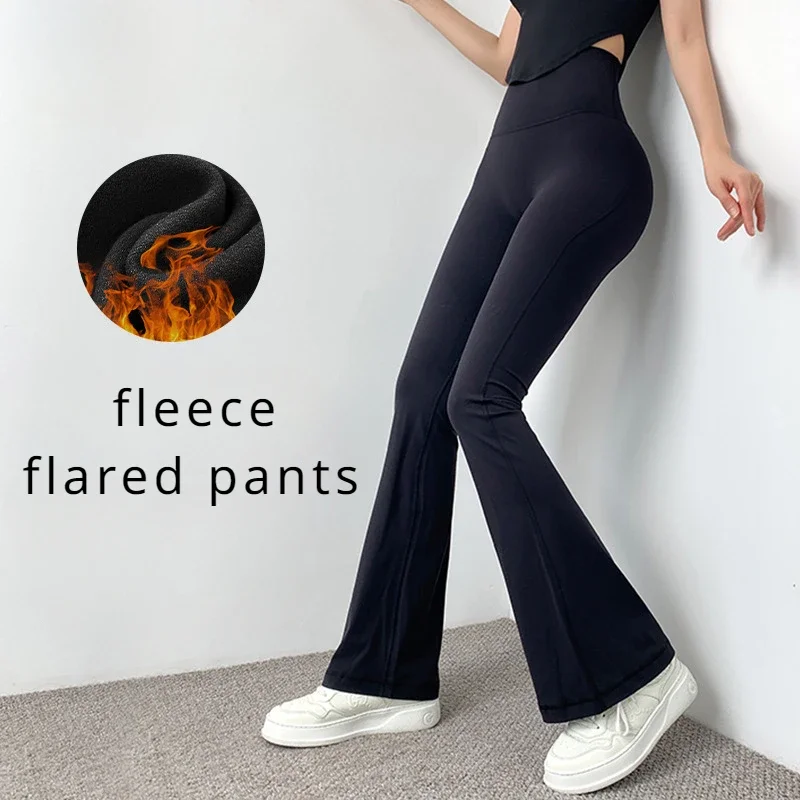 Fleece Slim Bell Bottom Leggings Pants Fall Outfits Women Skinny New Flared Sports Fitness Gym Wide Leg Latin Dance Yoga Pants