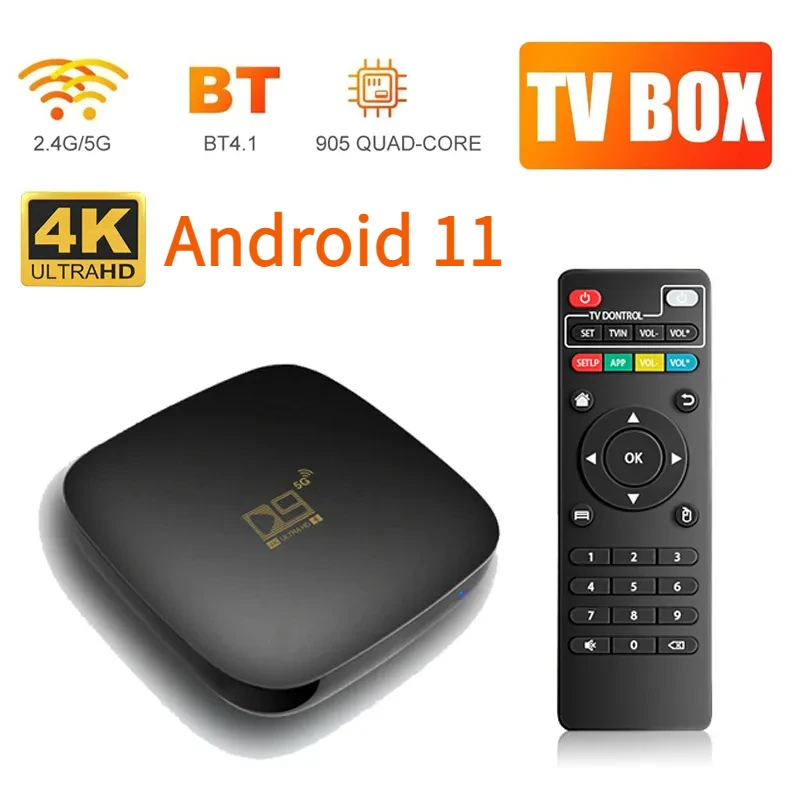 

ТВ-приставка D9 Android 11 Smart TV 4g 5g Dual WiFi Amlogic 905 4K Ultra HD TV Media Player BT 4,1 телеприставка