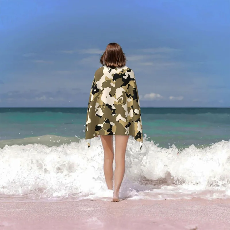 Beach Towel Camouflage Print Pattern Sunscreen And Windproof Suitable For Swimming Pool Camping Travel Blanket