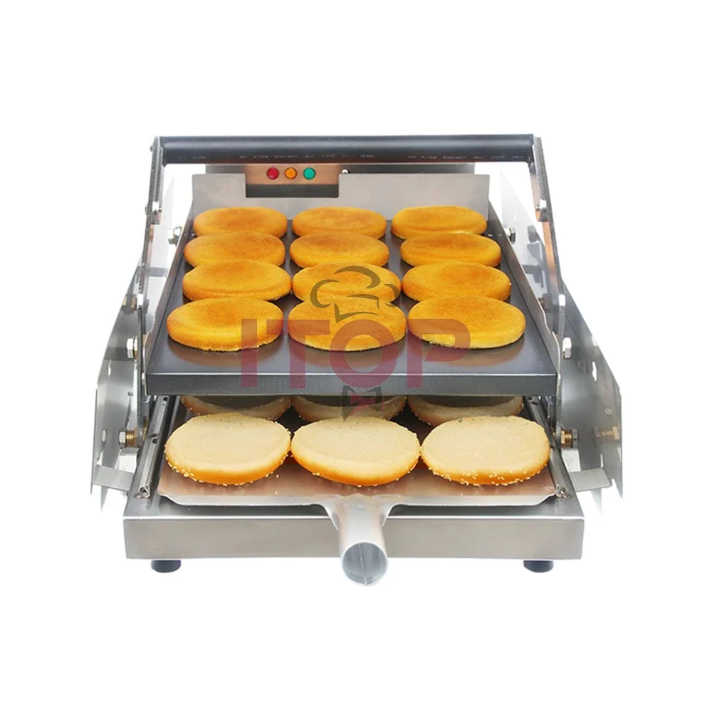 12 Pieces Hamburger Bun Toaster Automatic Commercial 2000w Electric Conveyor Burger Bun Toaster