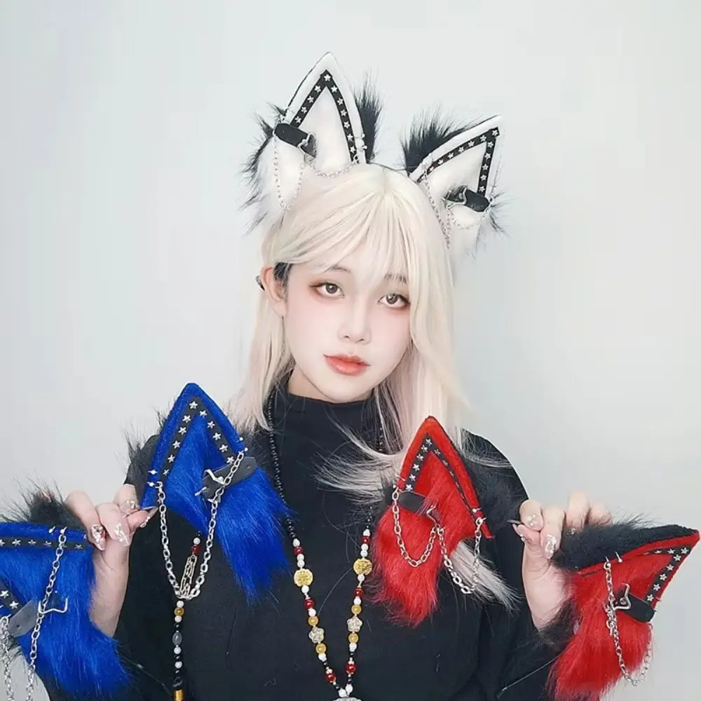 Party Costume Prop Animal Cat Ears Headband Artificial Y2K Gothic Headband Hair Accessories Reusable Hair Accessories Children