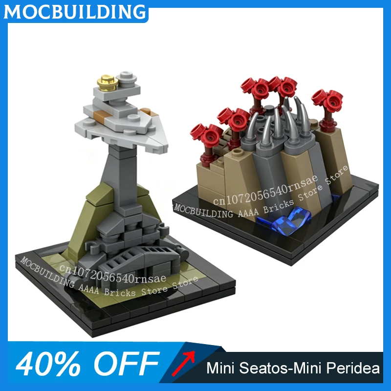 MOC Building Blocks Space Movie Planet Series Mini Destroyer Pitfall Scene Model DIY Assemble Brick Toy Collection Display Gift