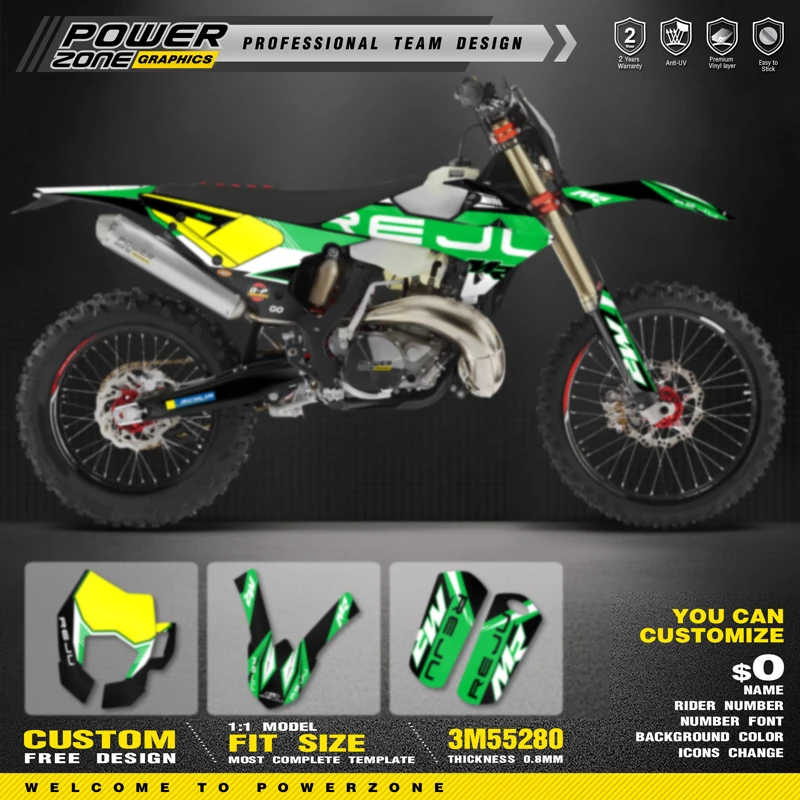 PowerZone Custom Team Graphics Backgrounds Decals Stickers Kit For RIEJU MR 300 2020 2021 Number Name Customize 06