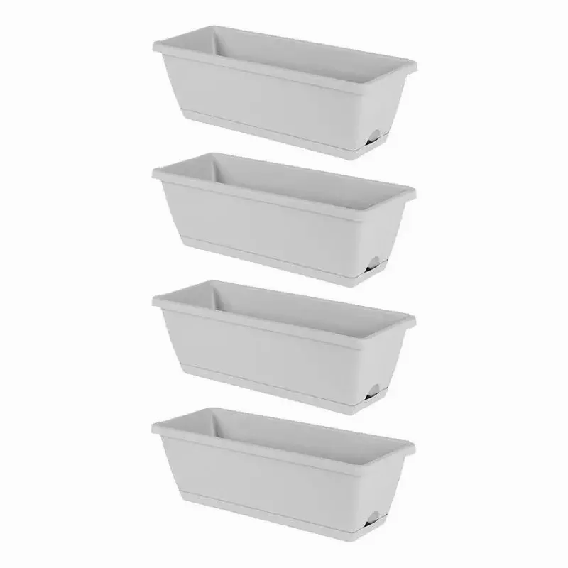 4 Pieces Window Box Planter Rectangular Pots Container Garden Flower Plant Pot for Home Decor Porch
