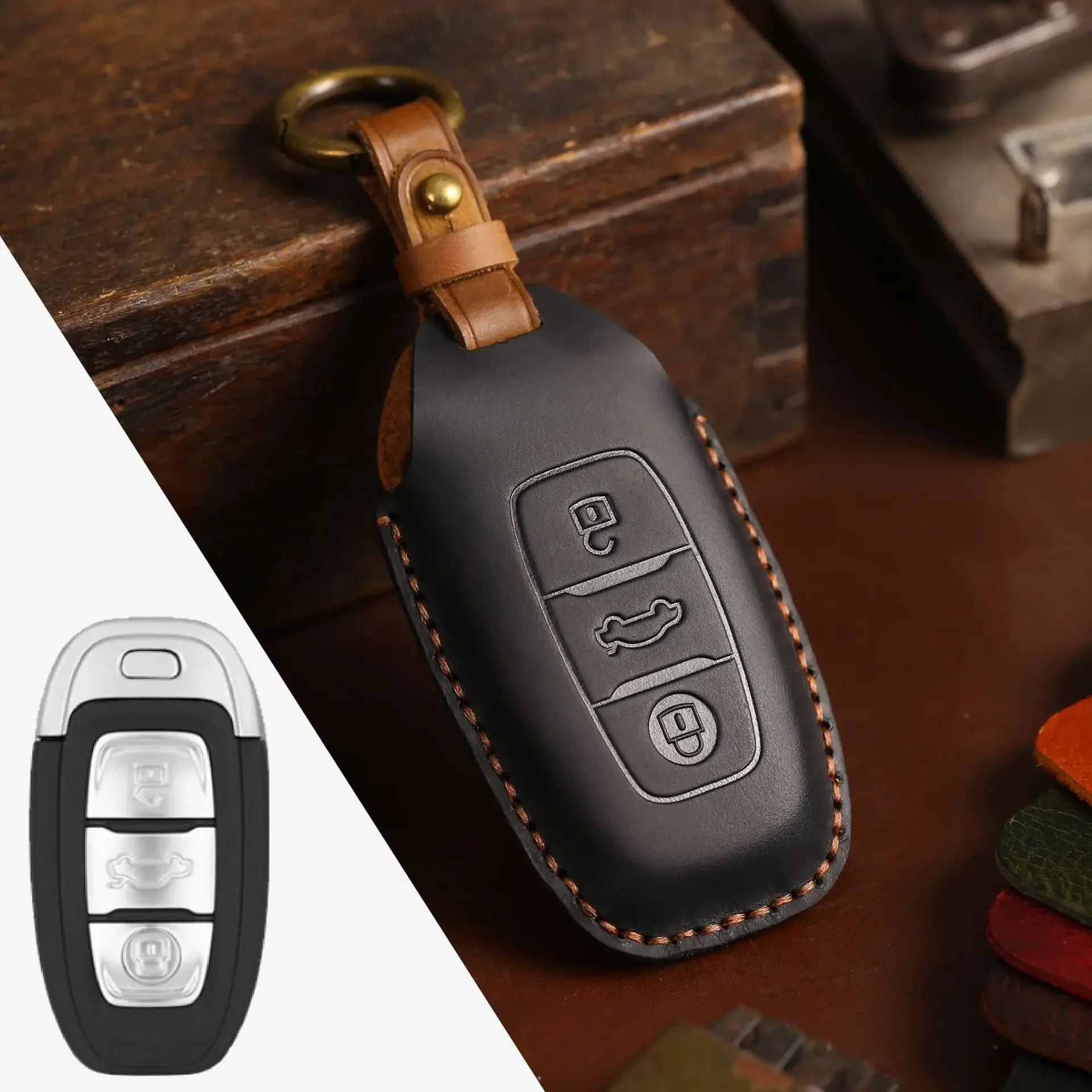 3 4 Buttons Keyless Entry Remote Leather Case Protector Car Key Cover for FAW Hongqi 2023 E-HS9 High-end H5 H9 2020 2021 2022