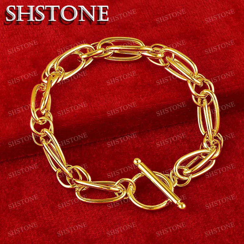 

SHSTONE 18K Gold Bracelets Woman Men Classics Oval Chain Bracelet Fashion Party Wedding Jewelry High Quality Hand Chains