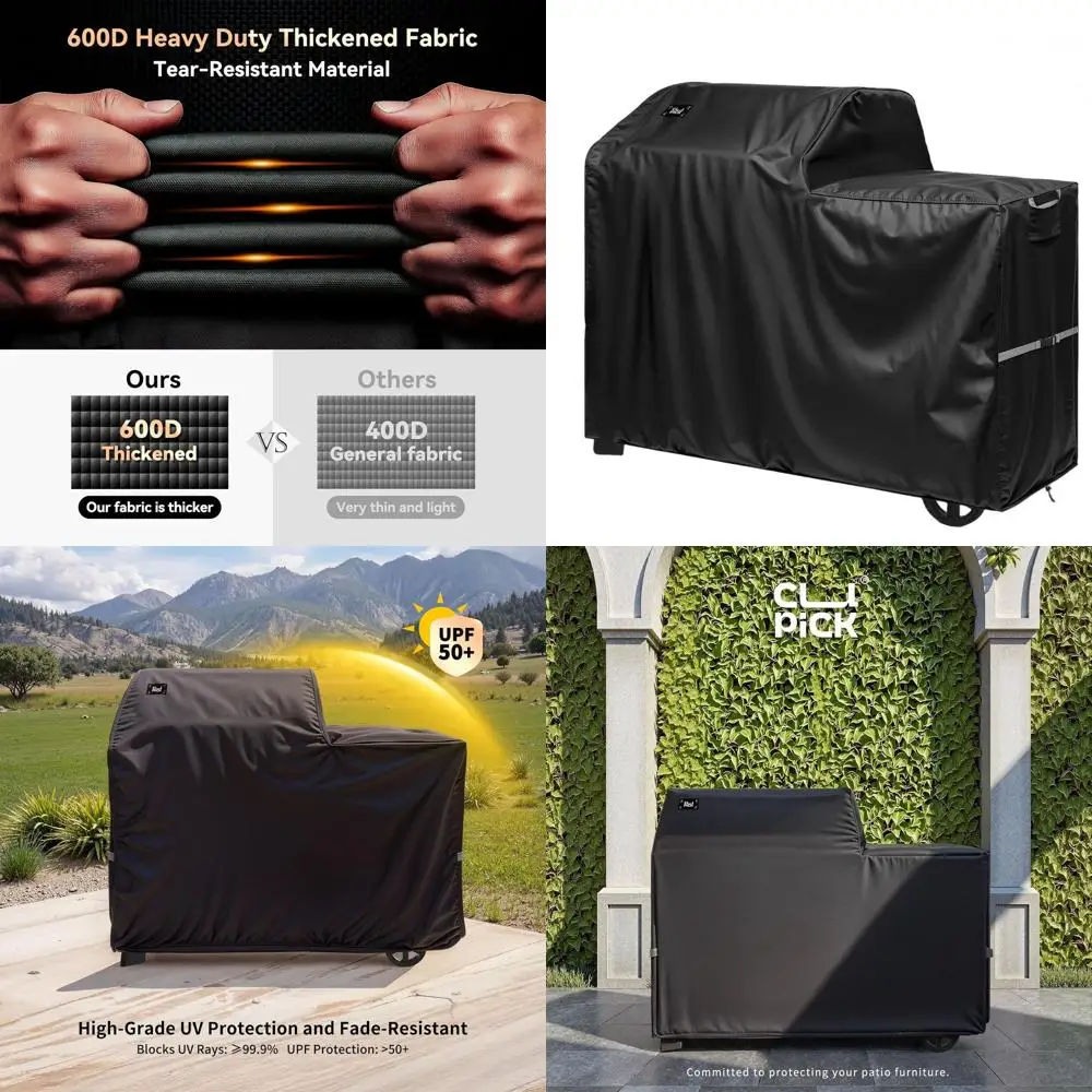 

Всепогодный водонепроницаемый чехол для гриля полноразмерного размера, устойчивый к выцветанию и разрывам, с ветрозащитной застежкой и шнурком.