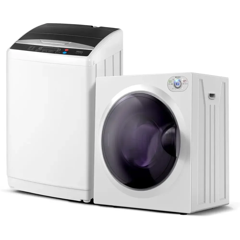 25 lbs Capacity Automatic Washer and 2.6 Cubic Ft Portable Clothes Dryer Combo Set, Stainless Steel Tub, Ideal for Dorms and Hom