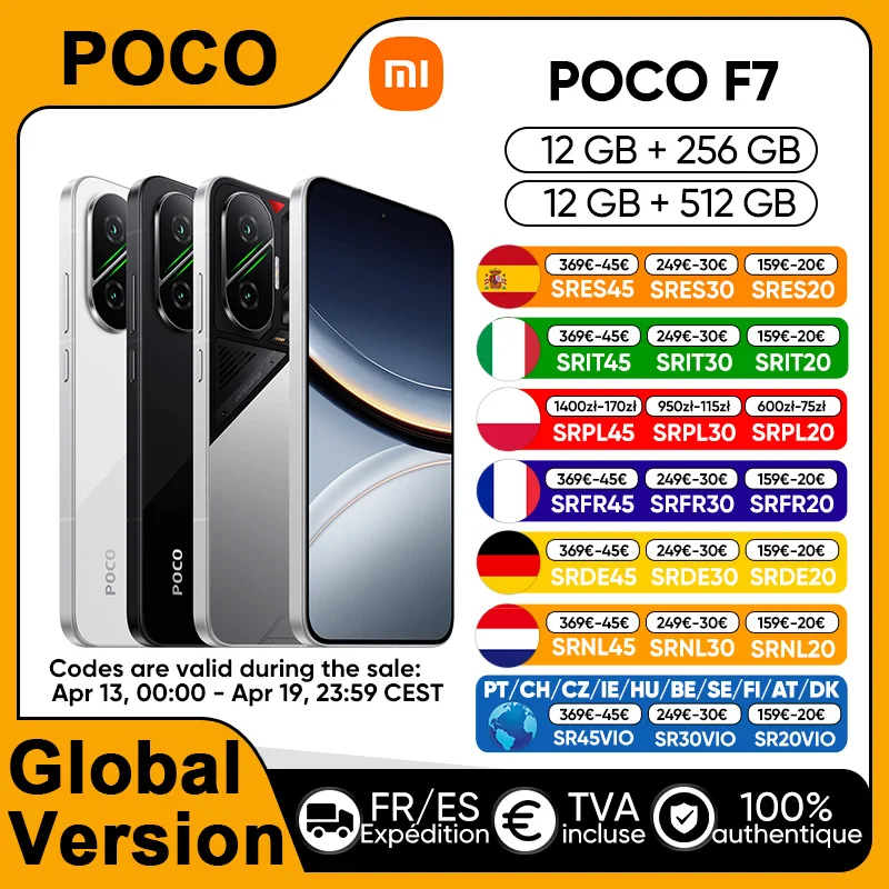 Smartphone POCO F7 5G Version mondiale phare Snapdragon ®   8s Gen 4 6,83'' 1,5K Écran ultra lumineux 6500mAh 90W HyperCharge NFC