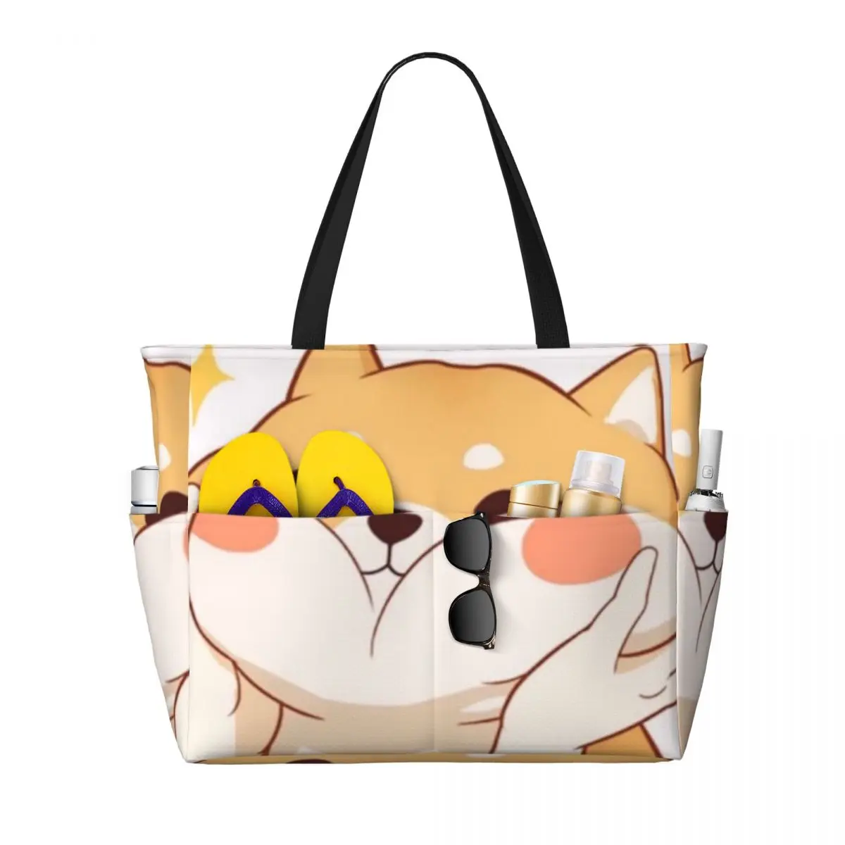 

Kawaii Shiba Inu Beach Travel Bag, Tote Bag Fashionable Practical Travel Shoulder Bag Multi-Style Pattern