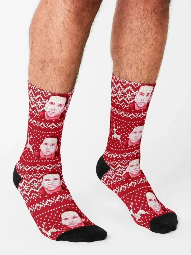ChristmasUgly Sweater theme Nicholas Cage Socks funny gifts moving stockings loose Hiking boots Socks Women Men's