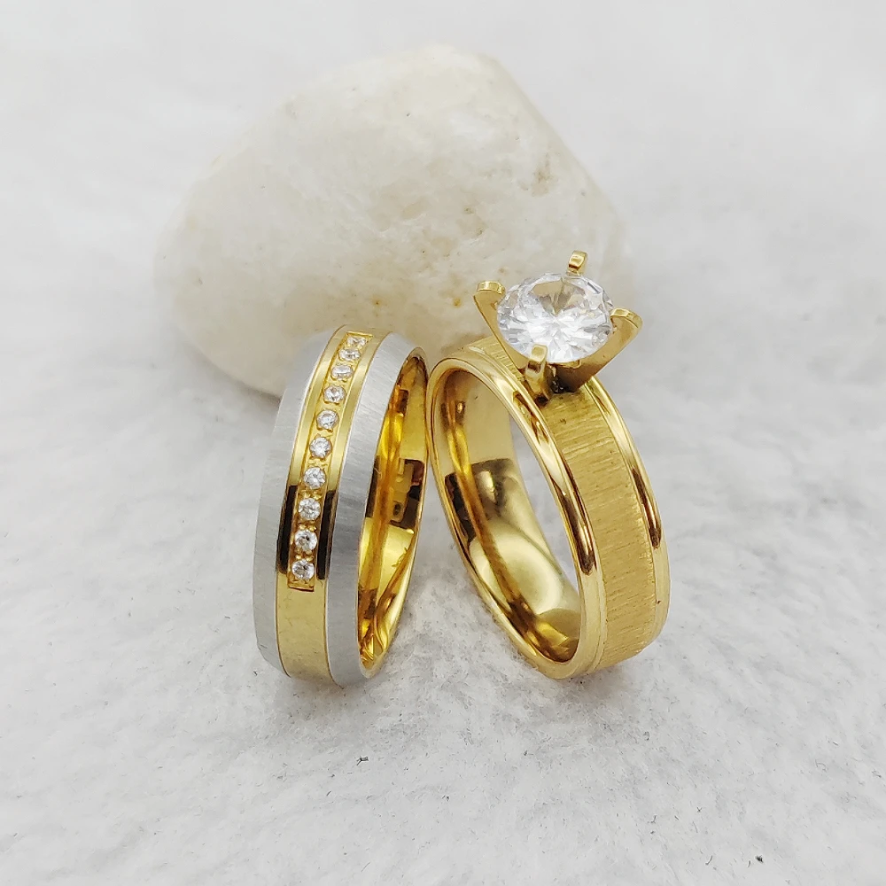 الراقية نسخة طبق الأصل تشيكوسلوفاكيا الماس سيدة 24 كيلو مطلية بالذهب خواتم النساء مجوهرات موضة أنثى اقتراح خواتم اقتراحات الزفاف #2