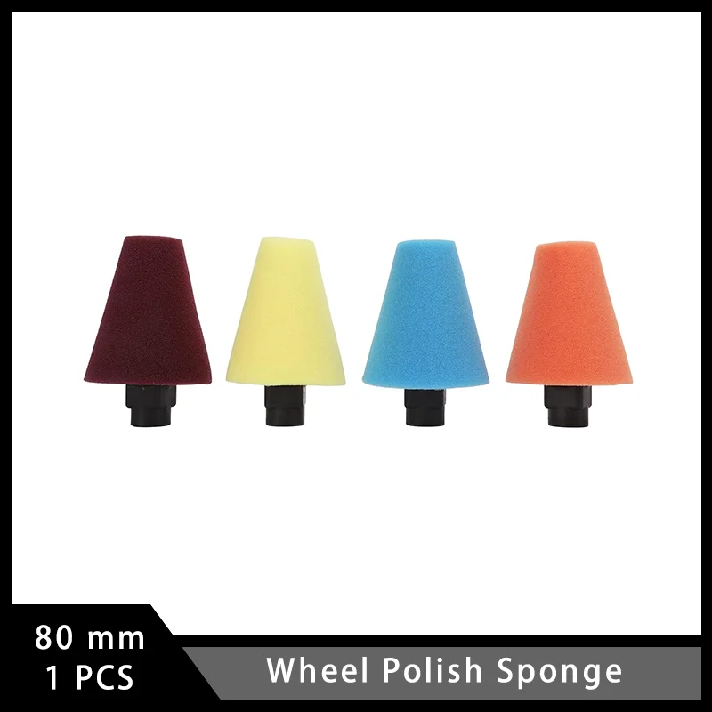 1 Pcs Wheel Polish Sponge 4Color Wheel Buffing Sponge Drill Buffing Cone Shaped Sponge with Multi Stiffness Levels for Car Wheel