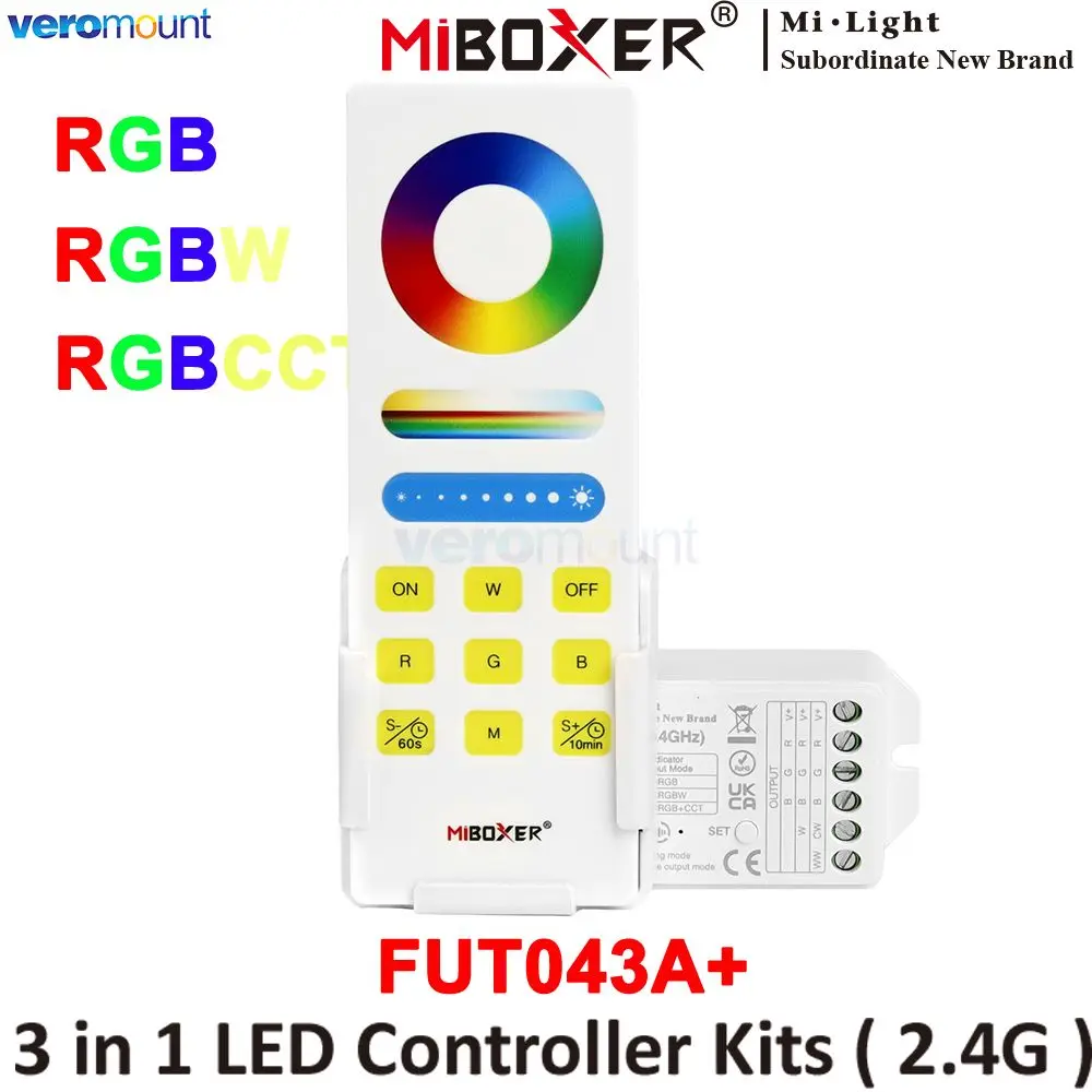 

MiBoxer FUT043A+ RGB RGBW RGB+CCT 3 in 1 LED Controller DC12V-24V 15A for DC12V 24V RGB RGBW RGBCCT Strip Optional WiFi Control