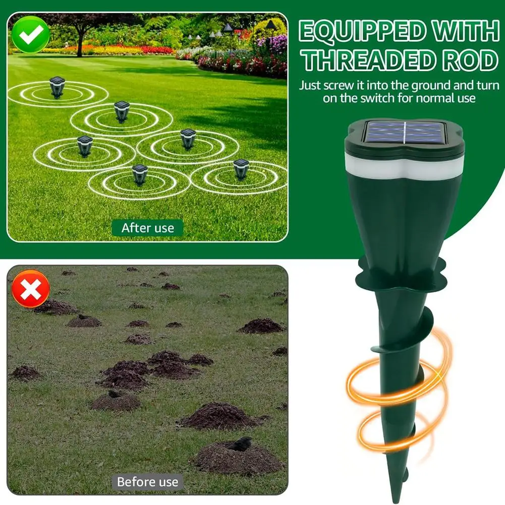 Solarbetriebener Tiervertreiber für Gärten, wasserdichtes Schallvibrationsgerät, Gartenmaus-, Vogel-, Fledermaus- und Tierabwehrmittel – Detail 6