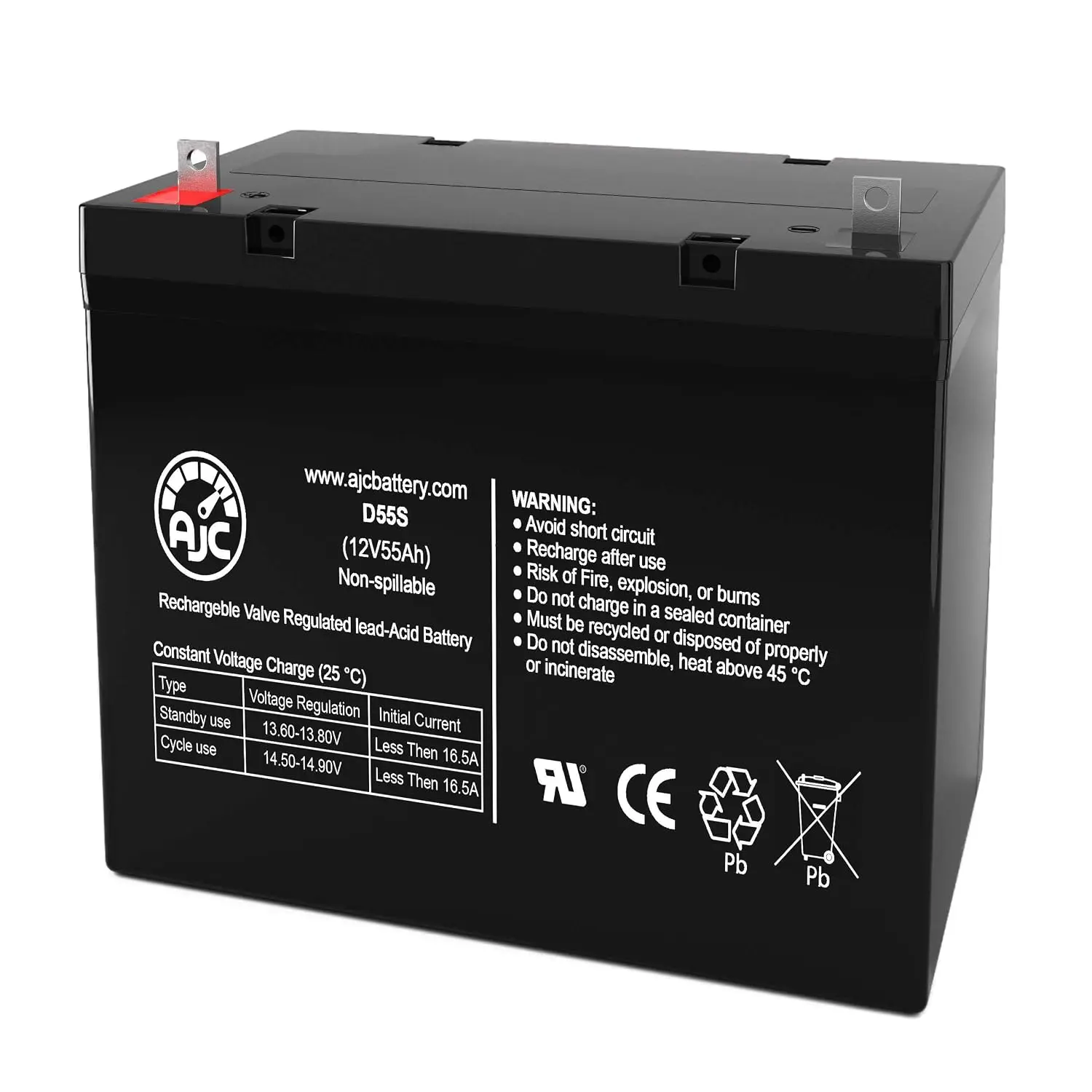 AJC 12V 55Ah Sealed Lead Acid Battery Replacement for M22NF SLD G, Rechargeable & Maintenance-Free, UPS & Solar, Customized