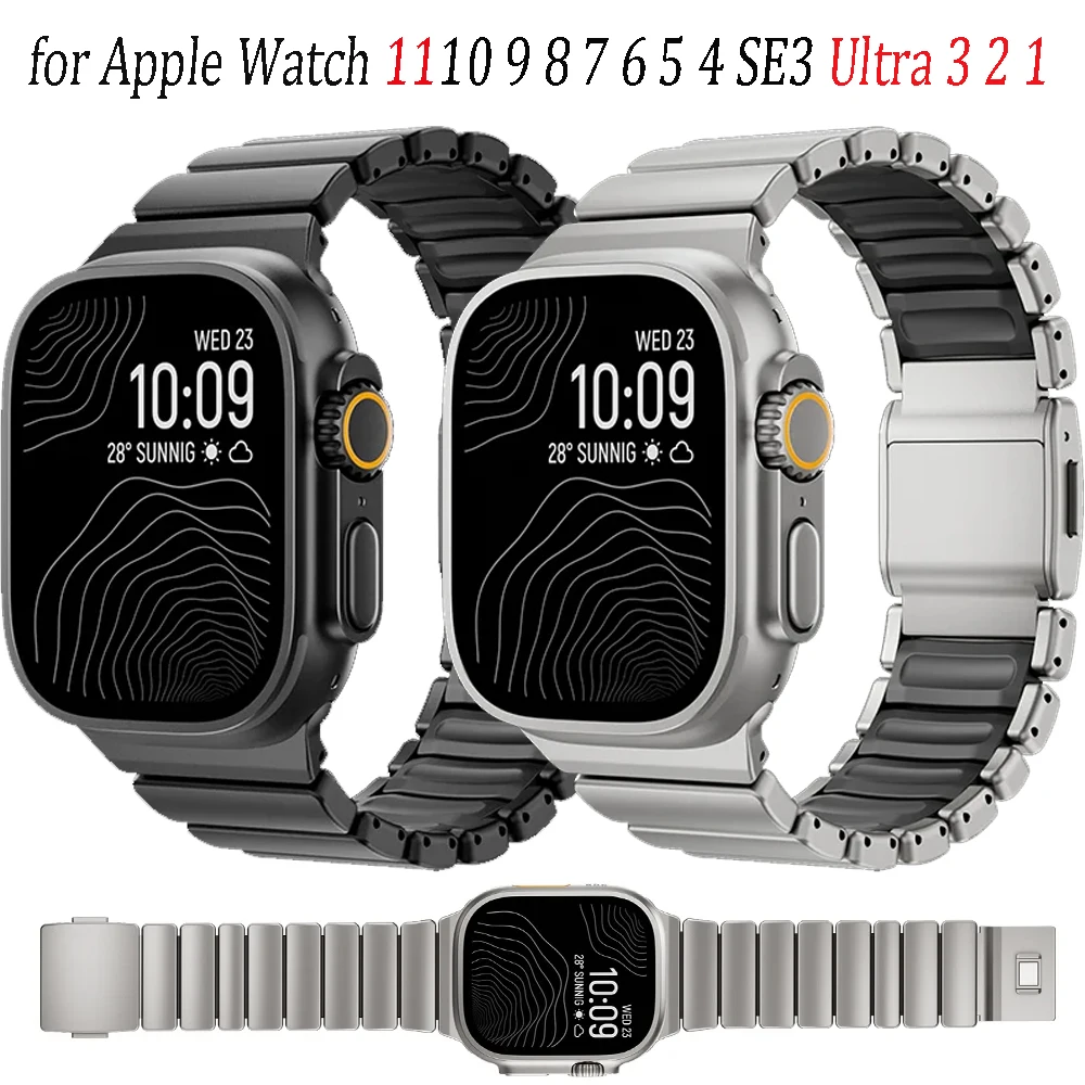 

Металлический ремешок из нержавеющей стали для Apple Watch Strap Ultra 3 2 1 49 мм 46/42/45/44/41 мм Браслет iWatch Series 11 10 9 8 7 6 5 SE3