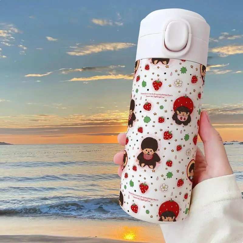 Monchhichi Cute Cartoon Stainless Steel Insulated Cup Large Capacity Compact Lightweight Portable Water Bottle for Student Daily