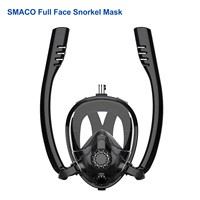 SMACO Full Face Snorkel Mask Compatiable with 0.5L/0.7L diving tank, with Anti-Fogand Camera Mount, Support Snorkel & Diving