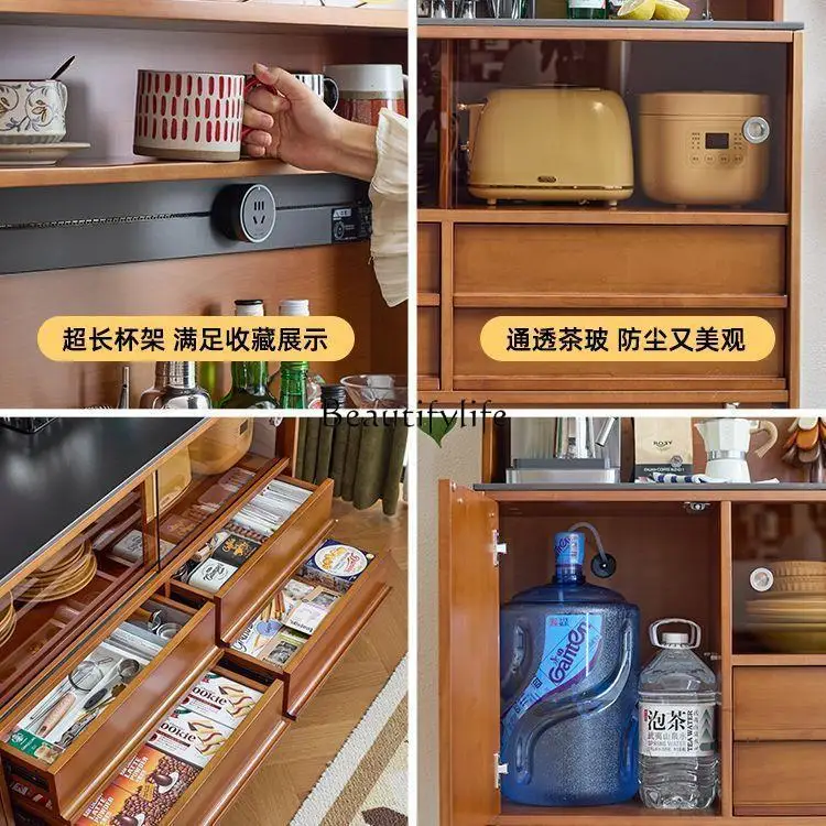 خزانة جانبية عتيقة من الخشب الصلب، خزانة ذات طراز قديم مدمجة على الحائط #5