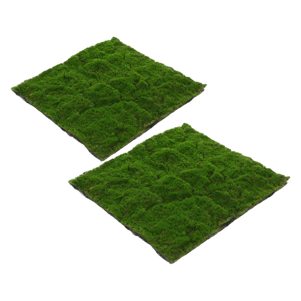

2 Pcs Simulated Moss Lawn Rug Artificial Grass Turf Green Plastic Simulation Mat