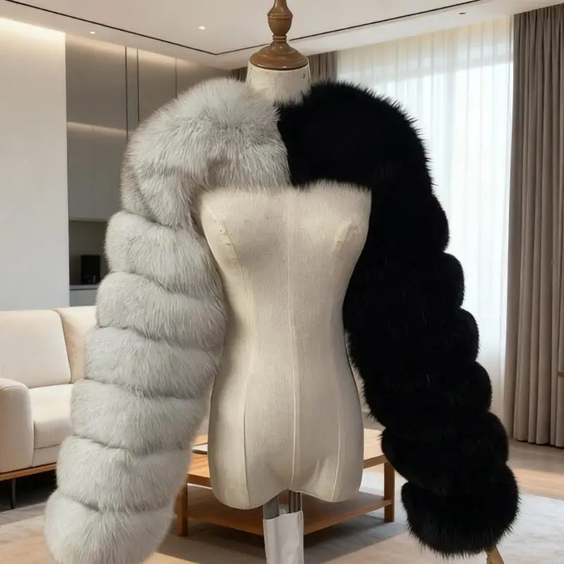 سترة نسائية شتوية دافئة من الفرو الصناعي، معطف أنيق بأكمام طويلة، ناعم وقابل للتنفس، على الكتف #2