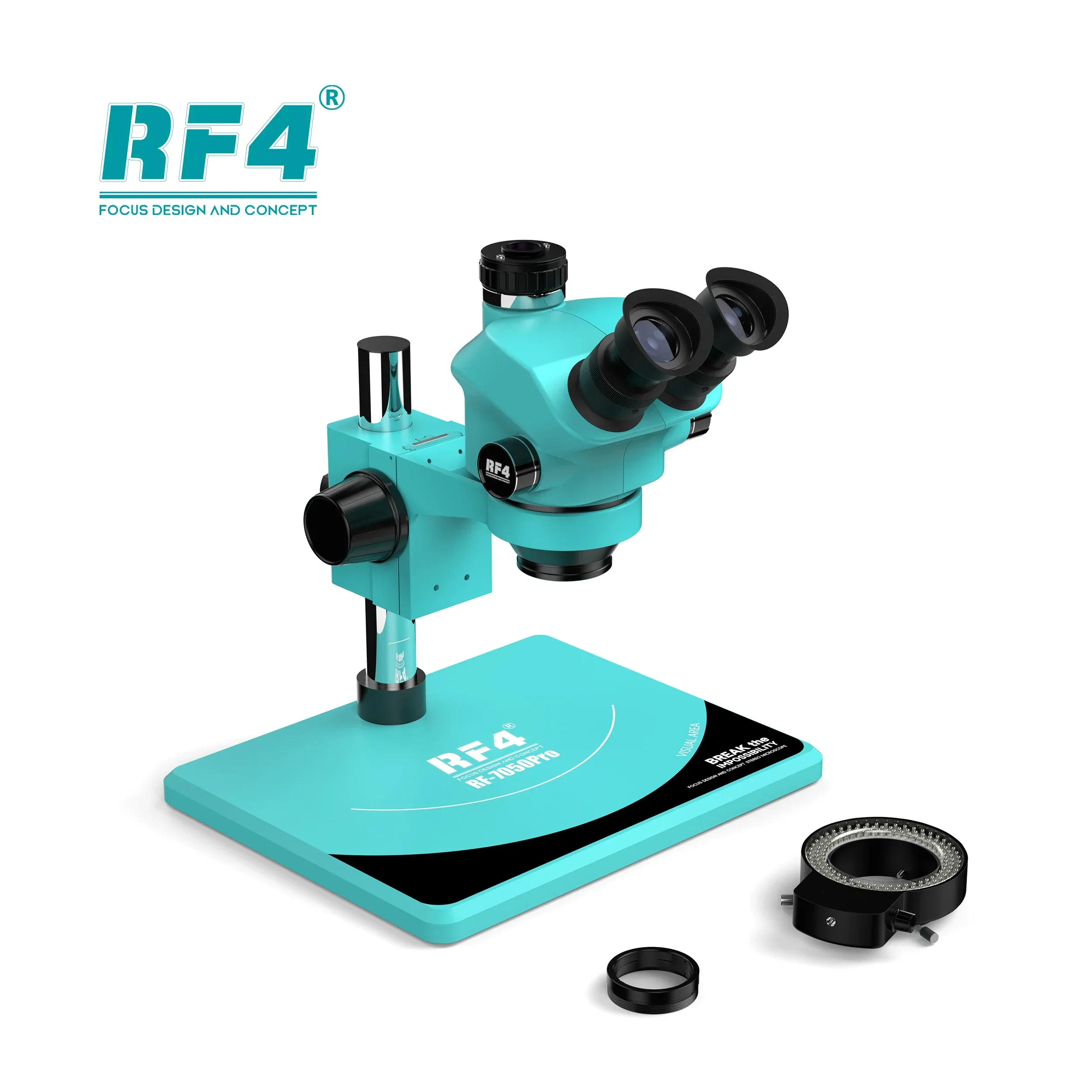 RF4 New Upgraded Microscope 6 Gear Accurately Lock 7-50X Magnification Zoom Triocular RF-7050PRO Has Function To Visualize Area