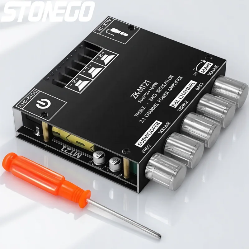 

Bluetooth 2.1-канальный усилитель мощности 50 Вт 100 Вт, аудиомодуль для сабвуфера с регулировкой басов и высоких частот для домашнего кинотеатра DIY