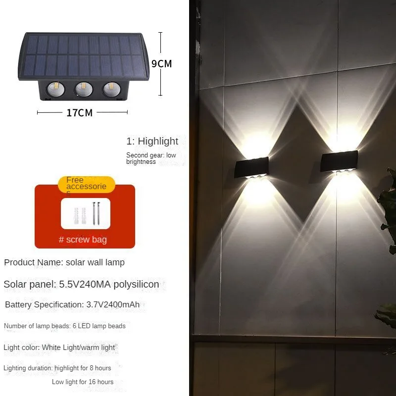 Lâmpadas solares do jardim impermeável ao ar livre, Bright LED Chips, Pátio Moda, Lâmpada de parede de rua