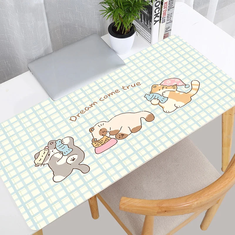 Cute Cat Mouse Pad Game Keyboard Mousepad Office Extended Desk Mat Large Gaming Anti-fray Pad Low pixel cartoon kitten Mouse Mat
