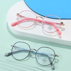 Anti-blue Light Glasses for Kids Fashion Classic Metal Frame Nerd Eye Protection Eyewear Children Cute Cat Paw Computer Goggles