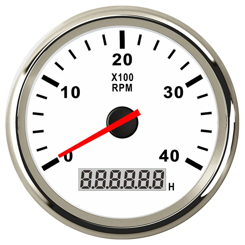 Auto-/boottoerentellers 0-4000 RPM, 85 mm, zwart, toerenteller 1-300, snelheidsverhouding, met urenteller, rode achtergrondverlichting