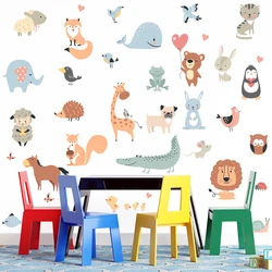 Cartoon Animals Wall Stickers for Nursery Kids Room Decor Removable PVC Wall Decals Home Decoraiton Art Murals Eco-friendly DIY