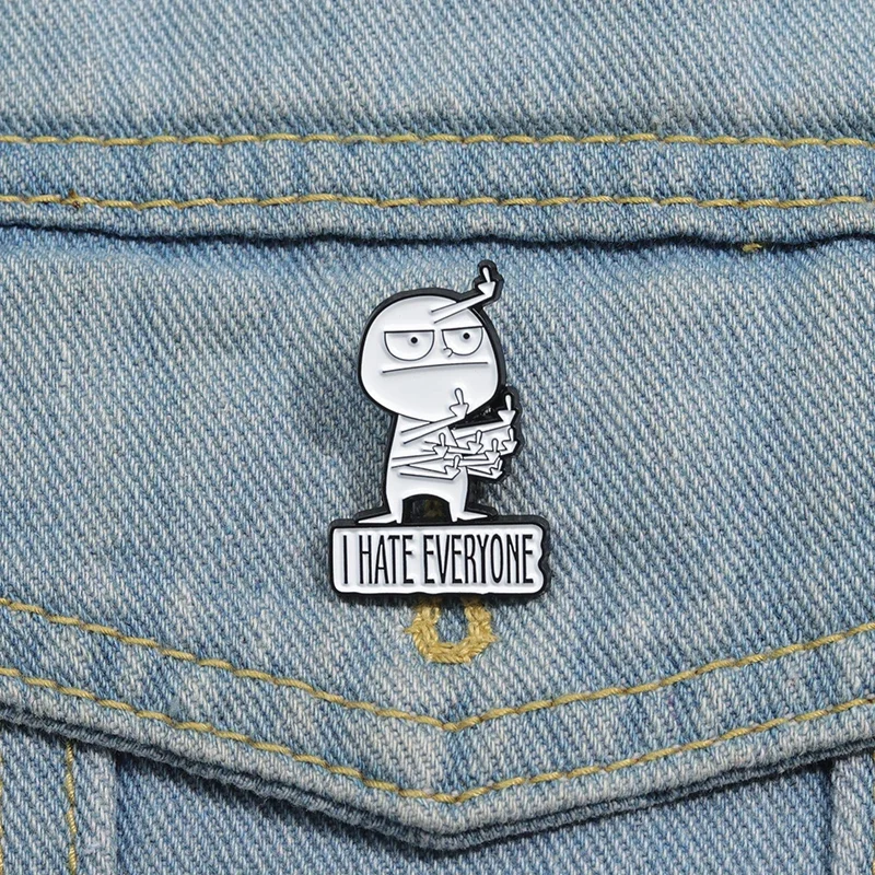 I Hate Everyone Enamel Pins Funny Disdainful Humorous Satire Brooches For Clothes Shirt Collar Backpack Decorative Pin Jewelry