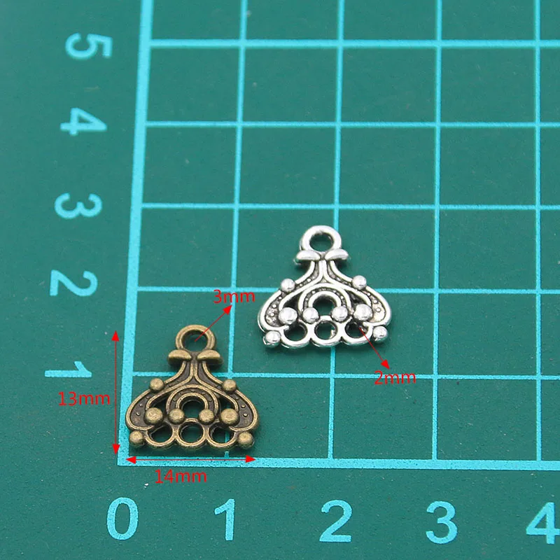 50PCS 13*14mm Wholesale New Product Two Color Small Porous Hollow Charms Connector Jewelry Metal Alloy DIY Marking