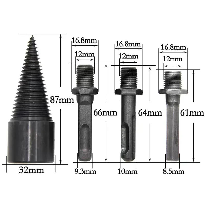 Broca De Mão Elétrica Enegrecida, Broca De Cortar, Máquina De Martelo, Quebrando, Conjunto De Ferramentas De Madeira, Cabo Intercambiável, 32mm, 50mm