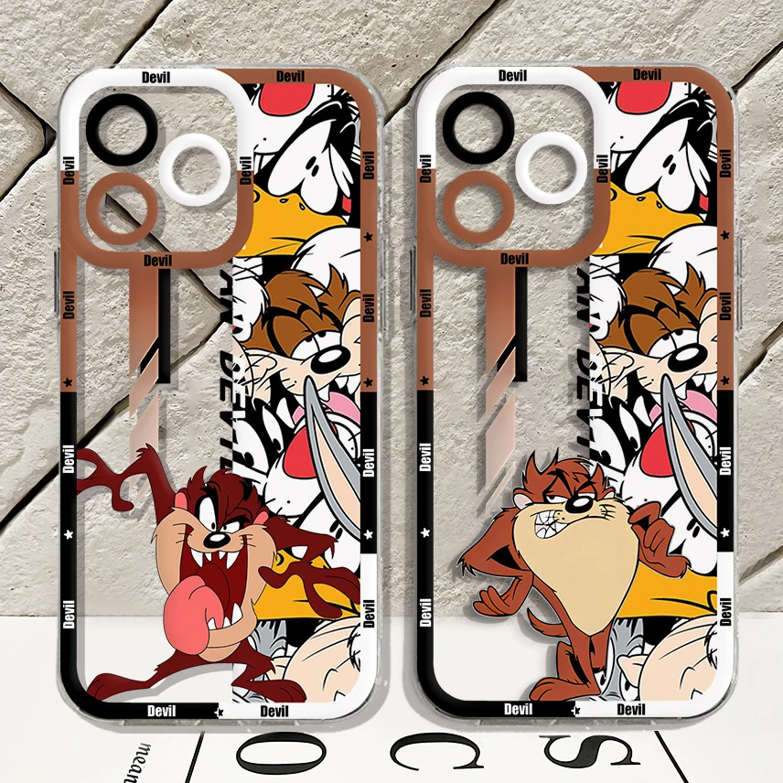 Cartoon The Tasmanian Devil Phone Case For iPhone 15 14 13 12 11 Mini Pro Max X XR XSMax 6S 6 7 8 Plus SE20 Transparent Cover