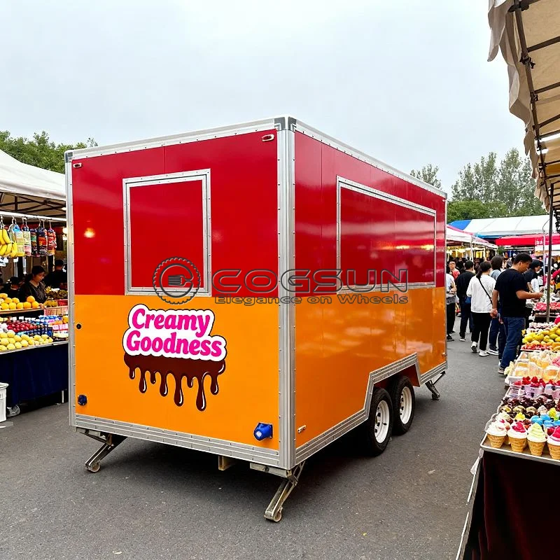 COGSUN Custom Built Mobile Food Truck with Double Fryer Coffee Bar Service Window for Festival Concession Business