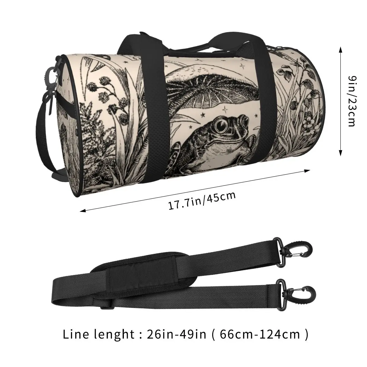 Cottagecore Aesthetic Frog Gym Bag Mushroom Moon Travel Training Sports Bags Men Design Large Fitness Bag Portable Handbags