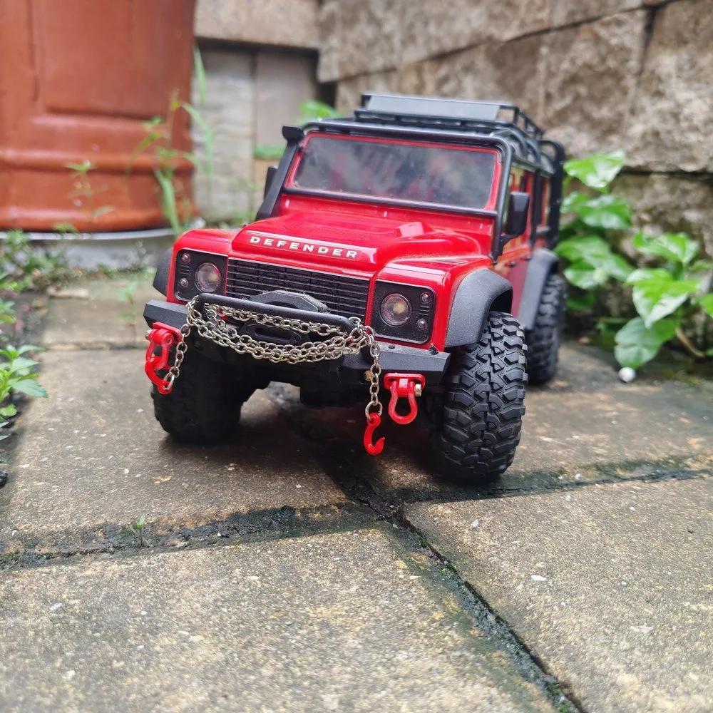 Mini Metal Trailer Chain with Tow Hook Decoration Accessories for 1/18 1/24 1/30 RC Car TRX4M SCX24 AX24 SCX30 FCX24 FCX24M