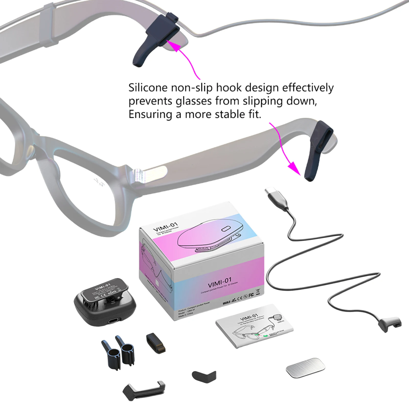 

Портативная зарядная док-станция 800 мАч для очков, компактный дизайн, аксессуары для зарядки умных очков Meta
