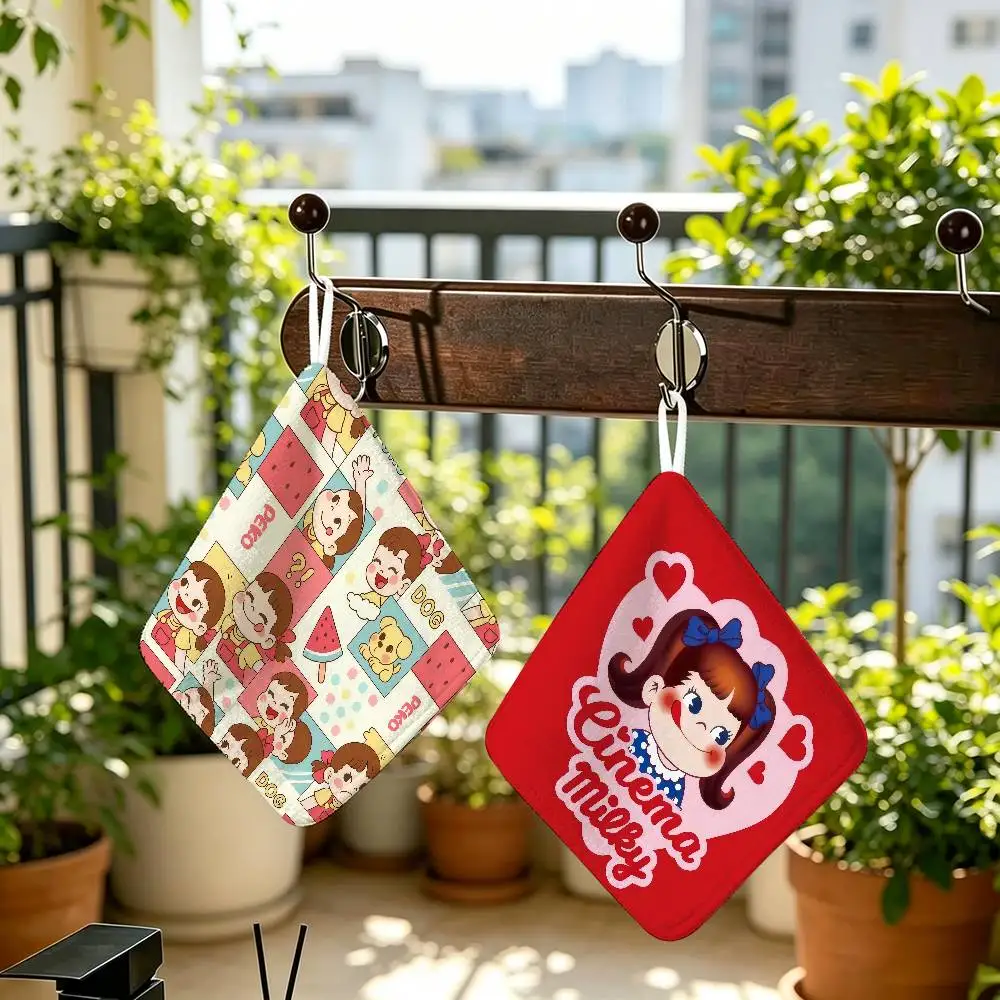 CUTE M-Milky P-Peko-chan Game Anime Polyester Hanging Kitchen Hand Towel Durable Wear Resistant  Versatile Use Throughout Home