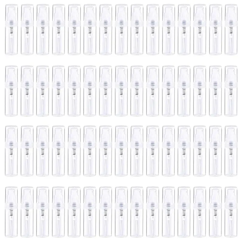 60Pcs Mini Spray Bottle 2Ml,Refillable Plactic Spray Bottle,Perfume Mouthwash Atomizer For Cleaning Refillable Container Durable