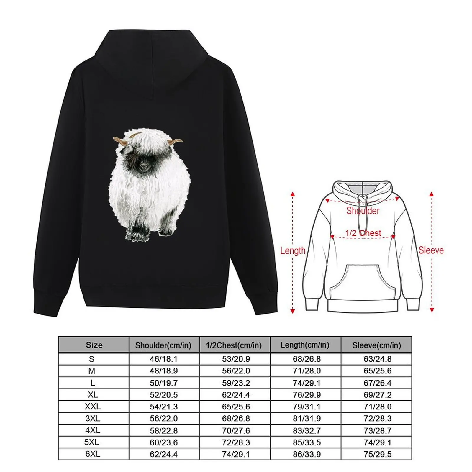 Valais Blacknose الأغنام رسم هوديي الملابس الكورية ملابس الخريف الكورية الرجال ملابس الخريف الرجال هوديس للرجال