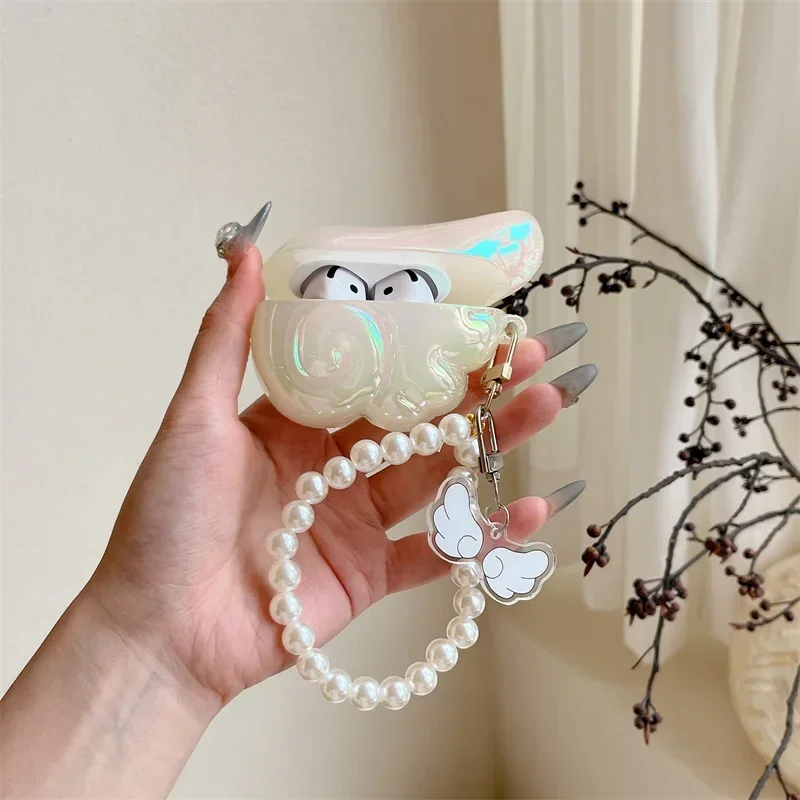 for Apple AirPods 5 4 Pro2 Pro 3 3D Luxury Laser Angel Wings Earphone Protective Case Bluetooth Headset Cases with Pendant Cover